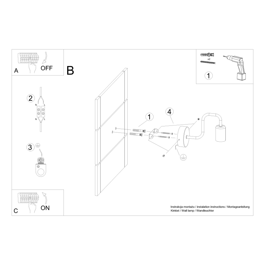 Seinavalgusti VECTOR 1xE27/15W/230V must