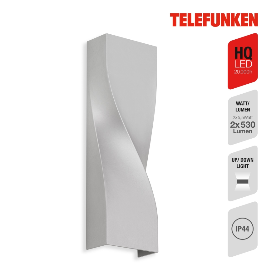 Telefunken 312704TF - LED Väli seinavalgusti 2xLED/5,5W/230V IP44 hõbedane