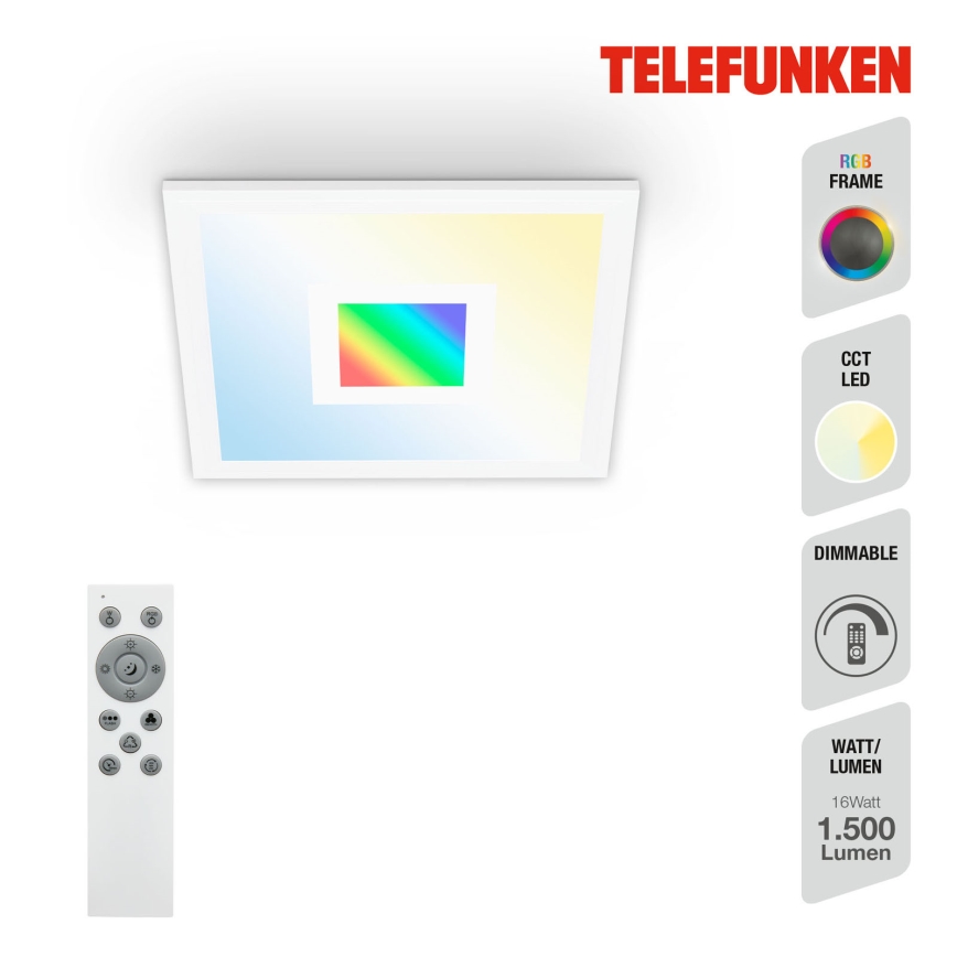 Telefunken 319006TF - LED RGBW Hämardatav valgusti LED/16W/230V 2700-6500K + kaugjuhtimispult