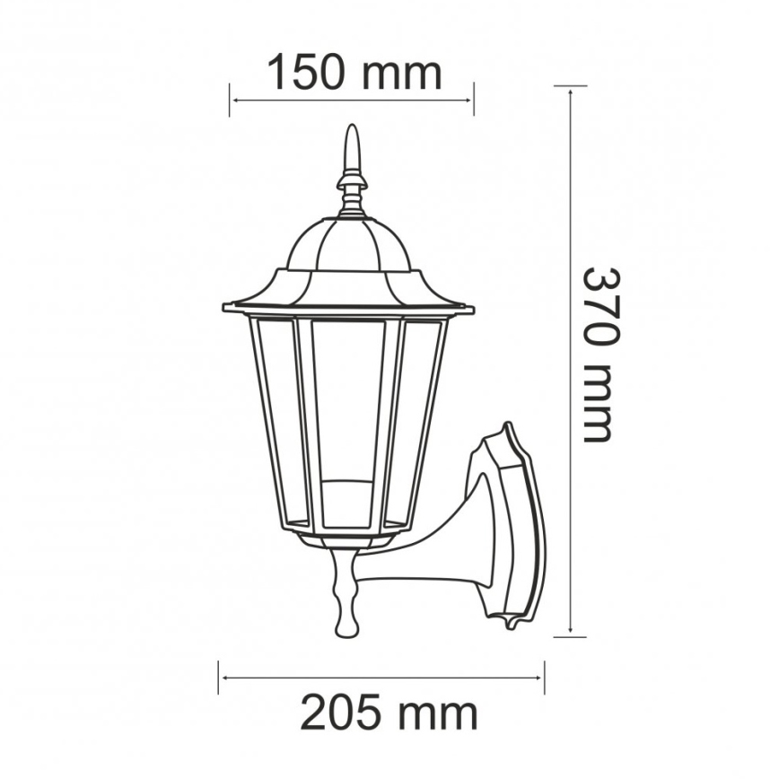 Väli seinavalgusti 1xE27/20W/230V IP43 must