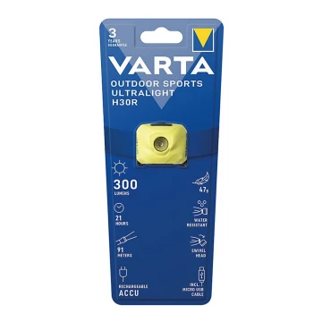 Varta 18631201401 - LED Hämardatav laetav pealamp OUTDOOR SPORTS LED/5V IPX4 kollane