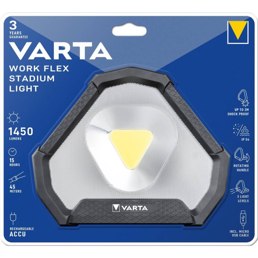 Varta 18647101401 - LED Kaasaskantav taskulamp WORK FLEX LED/12W/5V 5200mAh IP54