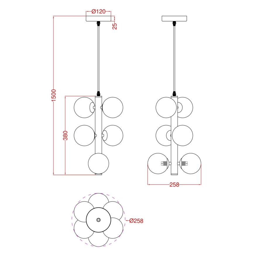 Wofi 6014-601W - LED Lühter VILLA 6xG9/3W/230V kuldne