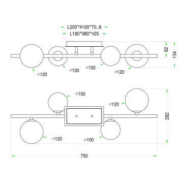 Wofi 7014-401W - LED Pinnale kinnitatav lühter VILLA 4xG9/3W/230V kuldne