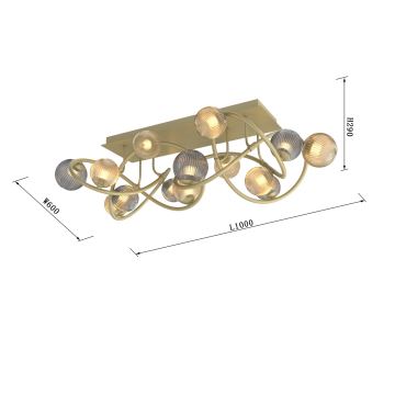 Wofi 9015-1204 - LED Pinnale kinnitatav lühter METZ 12xG9/3,5W/230V kuldne/hall