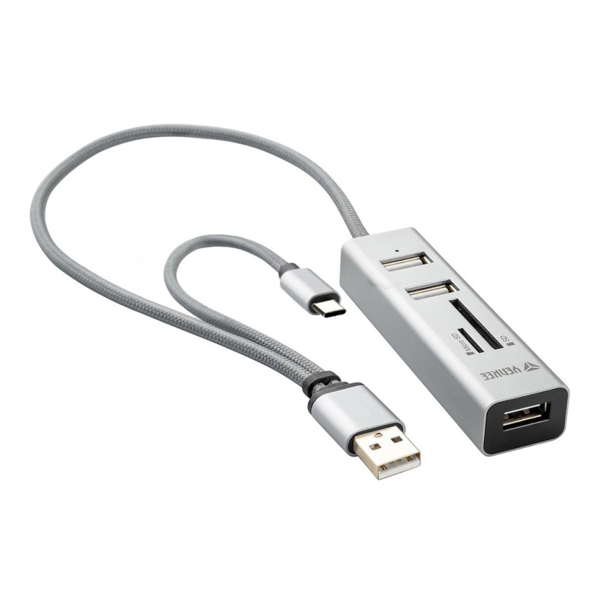 Yenkee - USB 2.0 and USB-C OTG jaotur ja kaardilugeja