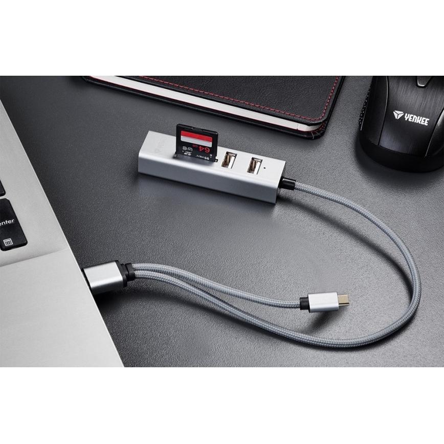 Yenkee - USB 2.0 and USB-C OTG jaotur ja kaardilugeja