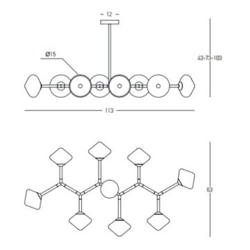 Zambelis 23023 - Ripplühter 8xG9/5W/230V kuldne