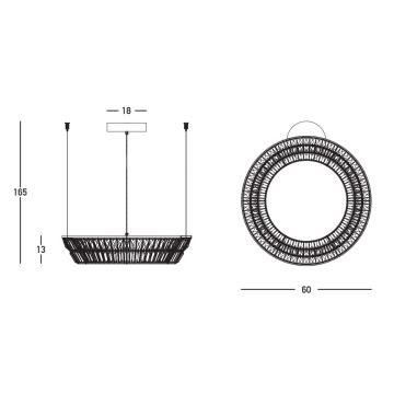 Zambelis 23046 - LED Hämardatav kristall-lühter LED/38W/230V CRI 90 3000K d. 60 cm messing