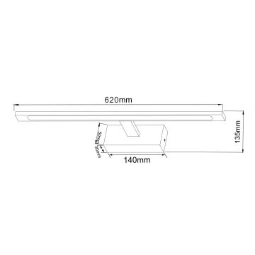 Zuma Line - LED Peeglivalgustus vannituppa LED/20W/230V 62 cm IP44 must